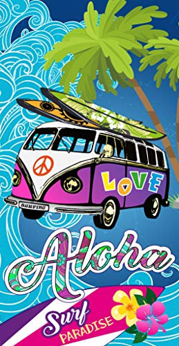 Miracle Home Toalla Microfibra Playa Aloha, Multicolor, 75 x 145 cm. 15073