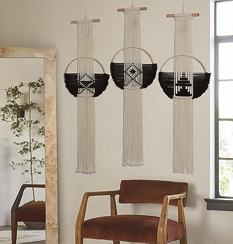 Makramee-Wandbehang, 3 Stück, Makramee-Wanddekoration, Makramee-Wandkunst, runde Wandkunst, handgefertigte Boho-Wanddekoration