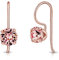 Orecchini Oro Rosa con Brillantini di Vero Cristallo 6 mm - Orecchini a Gancio - Orecchini Pendenti Oro Rosa - Orecchini Donna Colorati - Monachelle Argento 925 Placcati Oro - Orecchini Rosa