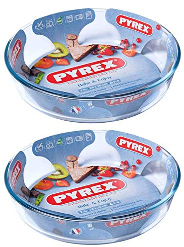 Pyrex Classic Bake & Enjoy Lot de 2 plats à gâteau en verre Transparent 26 cm 2,1 l