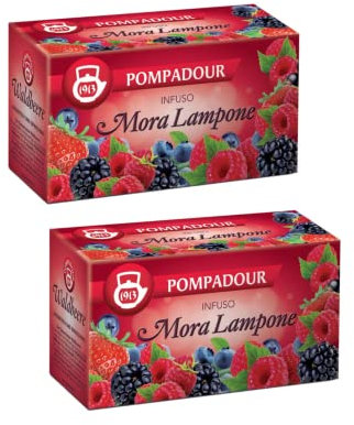 Pompadour 1913 | Infuso ai Frutti di Bosco Aromatizzato alla Mora e Lampone - 2 x 20 Bustine di Tè (120 Gr)