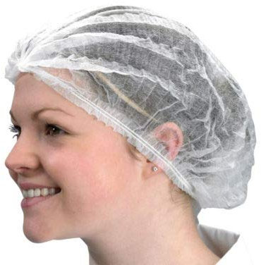 Retine per capelli pieghettate bianche usa e getta (QTY 100)