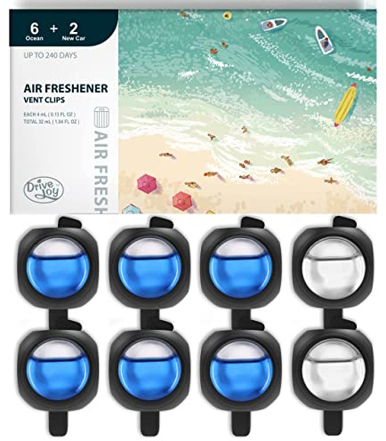 DRIVEJOY Car Air Freshener Vent Clips, 8 PK, 6 Ocean, 2 New Car Scent, Long Lasting Air Fresheners for Men & Women, Up to 240 Days, Odor Eliminator