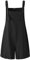LAEMILIA Women Casual Short Overalls Cotton Linen Wide Leg Rompers Jumpsuit Bib Shorts One Piece Black 12/Tag Size XL