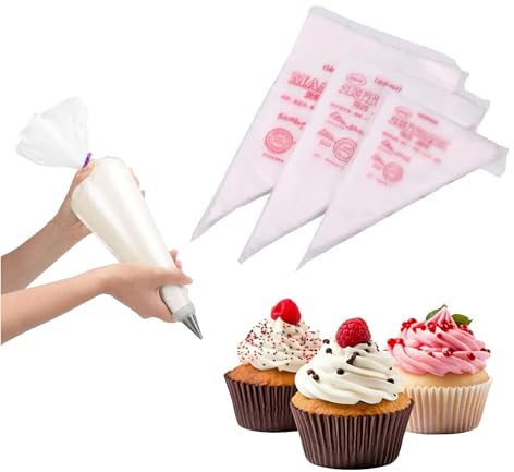 100 Stück Einweg Spritzbeutel (Klein 18 x 24 cm) Einwegspritzbeutel, XXL Einweg Spritztüten, Spritzsack für Torten, Cupcakes und Kuchen - Ohne Tüllen, 3 Verschiedene Größen - Disposable Piping Bags