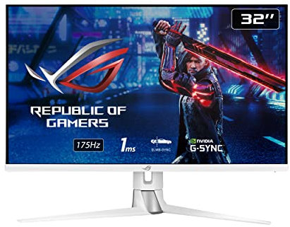 ASUS ROG Swift PG329Q-W | 32 Zoll WQHD Gaming Monitor | 175 Hz, 1ms GtG, G-Sync kompatibel, DisplayHDR 600 | Fast-IPS Panel, 16:9, 2560x1440, DisplayPort, HDMI, USB-Hub, ergonomisch, Weiß