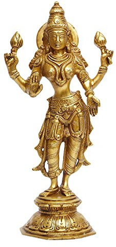 ARTVARKO Maa Laxmi Murti Lakshmi Stehender Segen Idol Statue für Home Office Mandir Decor Puja Vaastu 25,4 cm