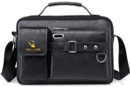 Naudamp Herren Umhängetasche Leder Umhängetasche Lässige wasserdichte Tasche Büro Aktenkoffer Outdoor Reise Handtasche