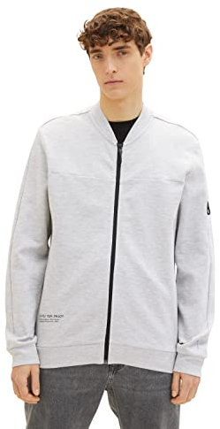 TOM TAILOR Denim Herren Sweatjacke 1035663, 15398 - Light Stone Grey Melange, M
