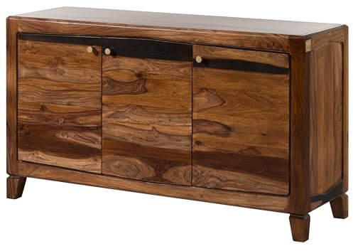 MASSIVMOEBEL24.DE | Ancona Sideboard aus Massivholz #221 | aus Sheeshamholz - Dunkelbraun, lackiert | mit 6 Fächern | 140 x 45 x 80 cm | Kommode TV-Sideboard TV-Board