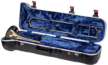 Crossrock Woodwind Hardshell Case-Fits Tenor Trombone-Removable Shoulder Strap, Storage Compartment, TSA Lock-Black (CRA862TBBK)