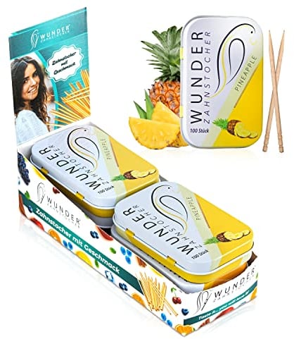 Wunder Palillo Display (pack de 6) - Palillos con sabor - Aliento fresco - Higiene bucal - Palillos sabrosos (piña)