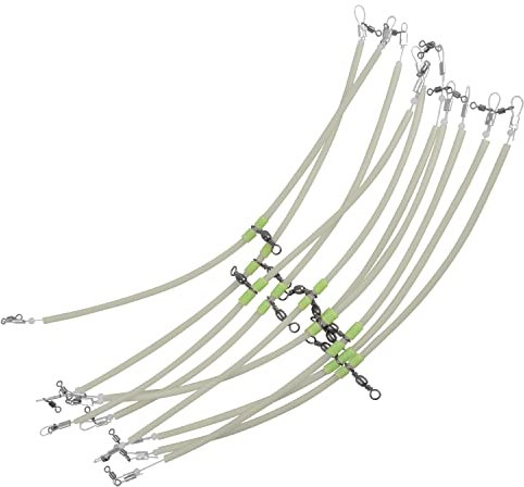 SHADDOCK Luminous Fishing Balance Connector Feeder Anti Tangle Boom Sleeves Tube with Swivels Beads Line Luminous Plastic Tube Balance Rig Bent Anti Booms Sea Fishing Accessory (Green-10pcs)