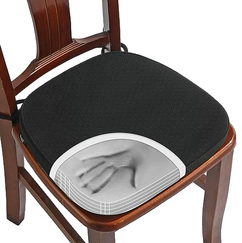 BUYUE Luxus Memory Foam Stuhl Kissen 1 Pack, Jacquard 40cm U-Form komfortable Esszimmerstuhl Pad, abnehmbare rutschfeste Küche Stuhl Sitzkissen, (1 Stück, schwarz)