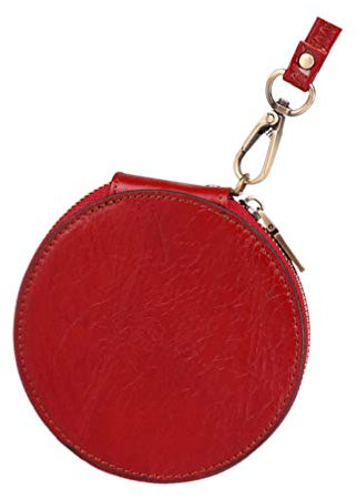 GALPADA Mini Porte-Monnaie Cuir Pochette Ronde Vintage à Fermeture Éclair Petit Sac avec Cordon pour Clés Et Monnaie