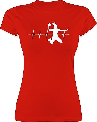 Shirt - WM 2023 Trikot Ersatz - Handball Herzschlag für Damen - S - Rot - Handballer Shirts Tshirt Outfit beachhandball Oberteile t Handball, t-Shirt Frauen em t-Shirt, Fans t-Shirts Fan Baumwolle
