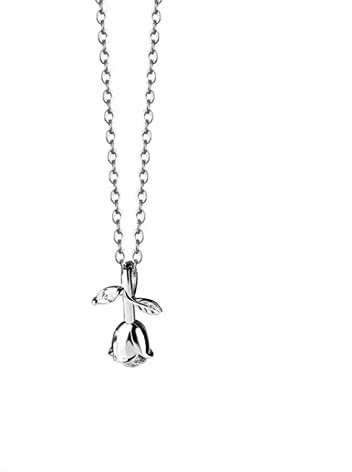 Halskette Anhänger Rose Pflanze Anhänger Halsketten für Frauen Valentinstag Schlüsselbeinkette Modeschmuck Geschenke Geburtstag Hochzeit Weihnachts Geschenke für Frauen
