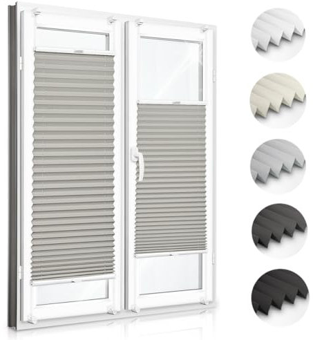 Zero Home - Premium Plissee ohne Bohren I Plissees für Fenster und Türen I Hellgrau I Blickdicht & Lichtdurchlässig Rollos I Hergestellt in der EU I Klemmfix Montage I 110x140 cm