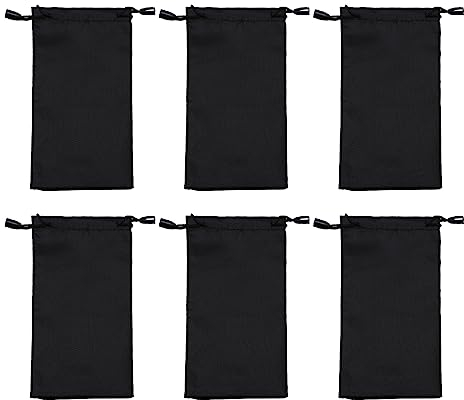 6 Pcs Microfibre Glasses Pouch, 18x9.2cm Glasses Pouch Glasses Bag, Sunglass Storage Drawstring Pouch, Glasses Cleaning and Storage Pouch, for Women Men Travel Outdoor for Storing Glasses(black)