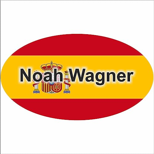 Kiwistar Klebeetiketten - Aufkleber - Fahne - Flagge - Spanien - 10x6,6 cm - mit Wunschtext - Name - personalisiert - Namensaufkleber - Autoaufkleber - Racing