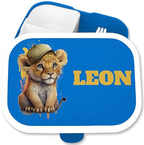 Brotdose Kinder Campus für Mepal - Süßer Löwe Löwen Lion Leo - 750 ml - Blau - lunchbox-löwe tiere mepal-campus geschenke kindergartenstart tier lunchbox tieren loewen fächern tiger name kita