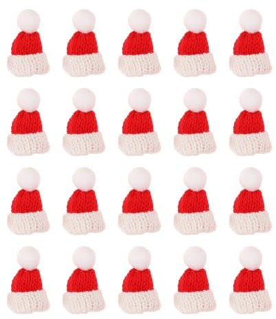 ERINGOGO 20St Weihnachtsminimütze Mini-Puppe Christbaumschmuck Weihnachtsdekoration Mini strickende Santa- Hüte Mini-Zylinder Mini-Weihnachtsmützen basteln Weihnachts-Mini-Schmuck Garn Hut