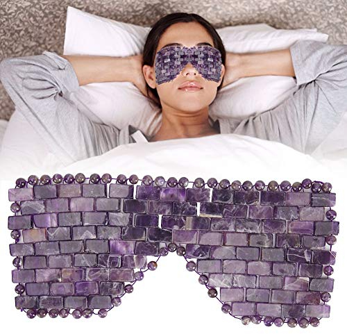 Jade Stein Augenmaske, Kühlende Schlaf Augenmaske, Massagegerät Zur Behandlung Kalter Augen Kalte Augenmaske mit Stein (PURPLE)
