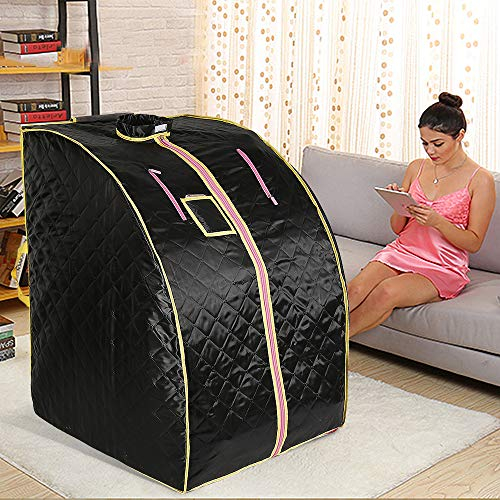 Sauna móvil, sauna de infrarrojos portátil, cabina de calor, sauna plegable, sauna de sauna, sauna doméstica con mando a distancia y sillas plegables, 1000 W