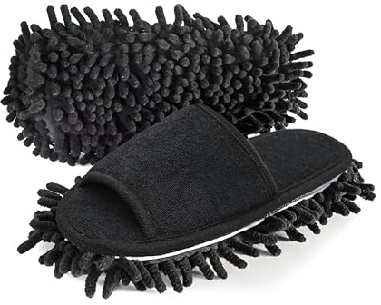 Onmygogo Pantoufles de nettoyage de sol en microfibre avec tissu éponge pour femme