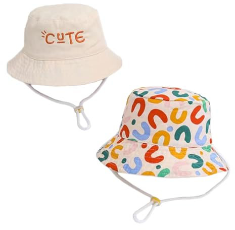 SCJJZ Sombreros y Gorras para bebés niña,Gorro de bebé para niños y niñas, sombrilla de Verano y Sombrero de Pescador con protección Solar para niños, diseño de Desgaste de Doble Cara