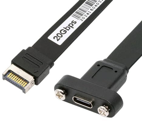 NFHK USB 3.2 20Pin Type-E IDC Front Panel Header to USB-C Type-C Female Extension Cable 20Gbps with Panel Mount Screw