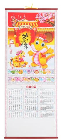Tofficu 2025 Wandkalender Chinesischer Tierkreis-Hängekalender Jahr Der Schlange Monatskalender Mondkalender Fengshui- Für Glück Heimbüro B