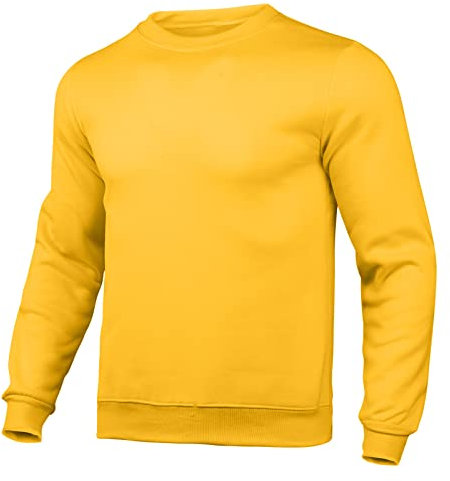Generisch Pull pour homme rose sans capuche - Sweat-shirt pour homme - Col rond - Couleur unie - Confortable - Manches longues - Pull classique - Grandes tailles - Chemises de loisirs, jaune, 3XL
