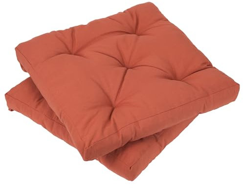Viste tu hogar Pack 2 Cojines para Silla, 40x40x5 CM, Efecto Tridimensional, Relleno de 100% Poliéster, Ideal para Comedor, Terraza, Salón y Restaurante, Color Teja, Fabricado en España