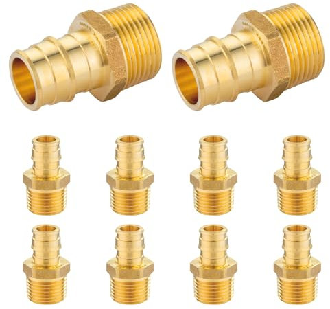 HeSun PEX-A Fitting, PEX Expansion 2.5 cm Außengewinde-Adapter, 1 Zoll NPT Außengewinde x 2.5 cm PEX-A, ASTM F1960, 10 Stück