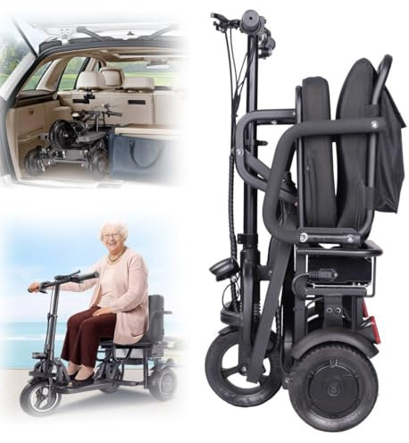 3-Rad-Mobilitätsroller,Elektro Dreirad,Leichte Faltbare Mobilitätsroller,Elektrisches Dreirad,Roller Für Senioren,8-Zoll-Luftreifen,Für Ältere Menschen Und Behinderte 8AH