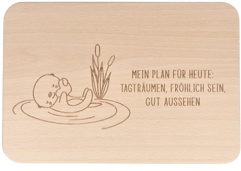 Spruchreif · Frühstücksbrettchen aus Holz mit Gravur · Brotbrett mit Sprüchen Geschenk zum Geburtstag · Mein Plan für heute: Tagträumen...