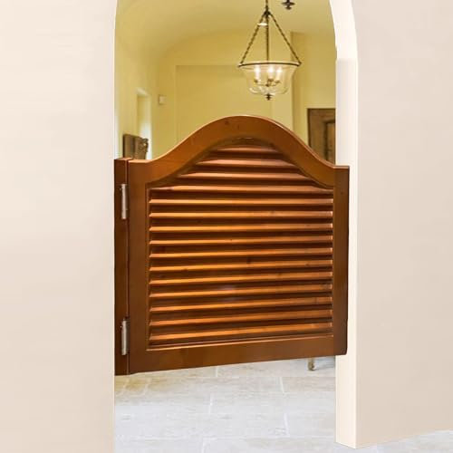 Porte Battante Porte Intérieure Persienne en Bois Simple, Portes Battantes de Café Rétro 70 75 80 85 90 95 Cm, Porte de Cuisine Couloir Salle de Bain Salon Porte avec Charnières à Rebond(W93xH90cm/36.