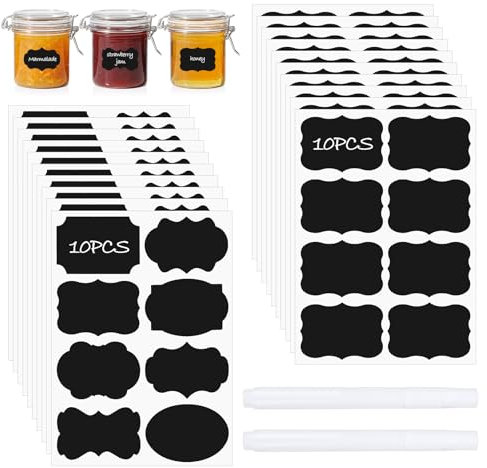 160PCS Tafeletiketten Selbstklebend, Gewürzetiketten Klebeetiketten, Aufkleber zum Beschriften, Gewürzaufkleber Flaschenetiketten, Beschriftungsetiketten Wiederverwendbare Sticker für Gewürzgläser