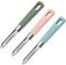 WOLMIK 3Pcs Potato Peeler, Vegetable Peeler, Fruit Peeler for Kitchen, Sharp Stainless Steel Peeler with Ergonomic Non-Slip Hand Grip, Dishwasher Safe (Green, Blue, Pink)
