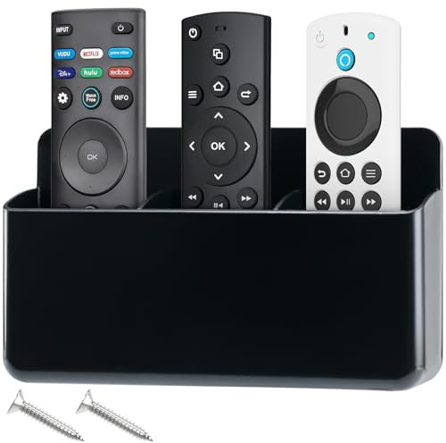 Zglmydrem.yn Remote Control Holder, Wall TV Remote Holder, 3 Slot Self Adhesive Marker Holder, Wall Pen Holder Stroage for Home Office School (Black)