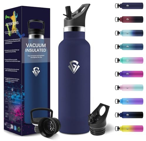 HoneyHolly Botella Agua Acero Inoxidable, Termo Agua Fria, 500ml Cantimplora Termica Sin BPA, 12H Caliente/24 Frío, Botella para Niños & Adultos, Botella Acero Inoxidable para Deporte, Oficina, Yoga