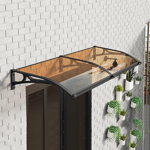 XRRJFYH Auvent de Porte, Auvent Marquise, Polycarbonate Panneaux Transparent Abri, Store Pergola Exterieur(Brown,100x100cm)