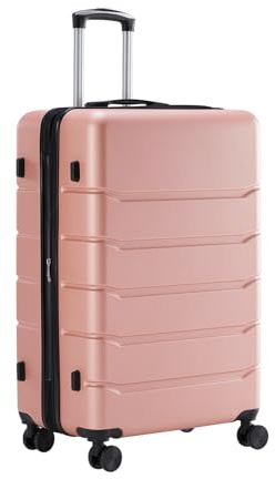 Sweetcrispy Carry on Luggage, Hard Shell ABS Suitcase with Double Spinner Wheels, Lightweight Expandable Rolling Suit Case with TSA Lock, 20 Inch Pale Pink