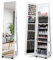 HOMFME Armoire à Bijoux avec Mirror sur Pied, Organisateur Rangement Maquillage avec Lumières LED 3 Couleurs & 5 Étagères Réglables, Porte Bijoux avec Roues pour Bague Bracelet Boucles, Blanc (Blanc)
