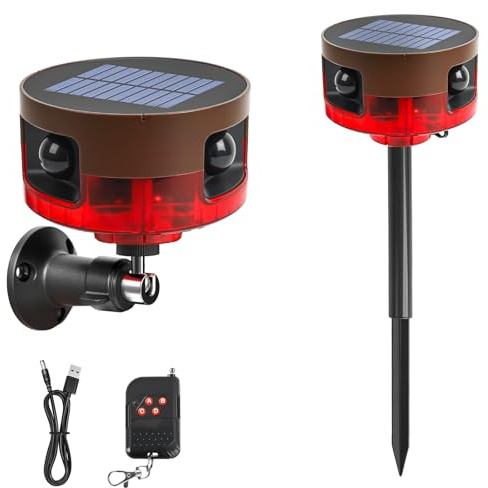 Motion Sensor Alarm: Dog Barking&Gunshot Sound, 129db Loud Siren,Support Recording, 13 Kinds of Sound Strobe Light