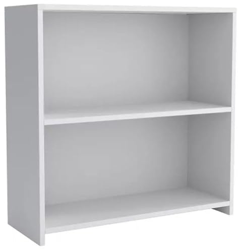 MEBLOHAND Bücherregal mit 2 Ebenen Würfelförmig - Standregal 80x30x75 cm mit Höhenverstellbare Regale - Praktische Aufbewahrungsregal für Schlafzimmer Wohnzimmer Arbeitszimmer Büro Weiß Matt