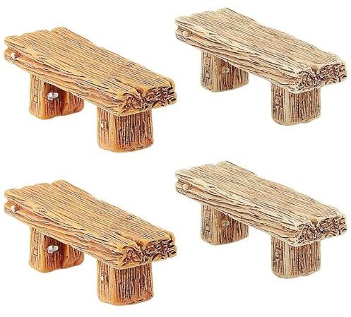 HAOBIN 4 Stück Puppenhausbank, Stuhl aus Holz, Miniatur-Puppenhaus, Landschaft, Kunst, Basteln, Dekoration, handgefertigt, Wunderland, Gartendekoration, Puppe, Spielzeug
