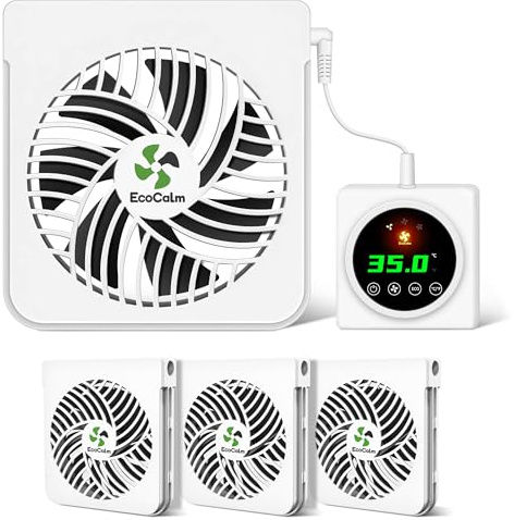 ecoCalm Heizkörper Ventilator mit 5 Magneten für Gusseisenheizkörper, 4 Magnetische Heizungsventilator mit intelligentem Thermostat, Heizkörperventilator Erhöht Heizungseffizienz und Spart Heizkosten