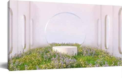 Wall Art Frame Gallery Wall Decor Natural beauty podium backdrop wild flower field Modern Canvas Prints Artwork for Living Room Bedroom Office Kitchen 48x24Inch